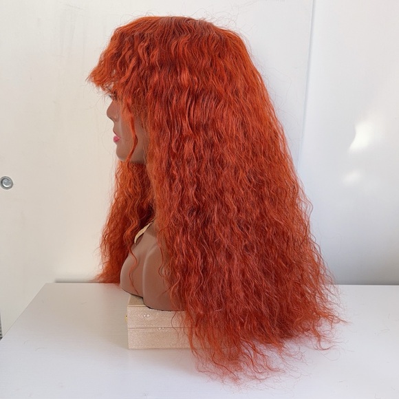20” curly human hair wig with bangs - Picture 2 of 11